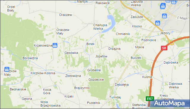 mapa Józefów gmina Wróblew, Józefów gmina Wróblew na mapie Targeo