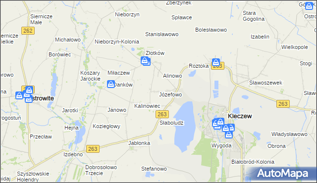 mapa Józefowo gmina Kleczew, Józefowo gmina Kleczew na mapie Targeo