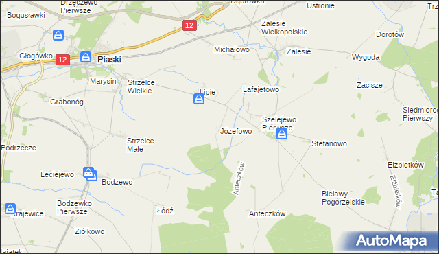 mapa Józefowo gmina Piaski, Józefowo gmina Piaski na mapie Targeo