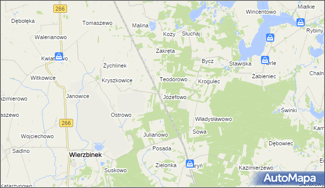 mapa Józefowo gmina Piotrków Kujawski, Józefowo gmina Piotrków Kujawski na mapie Targeo