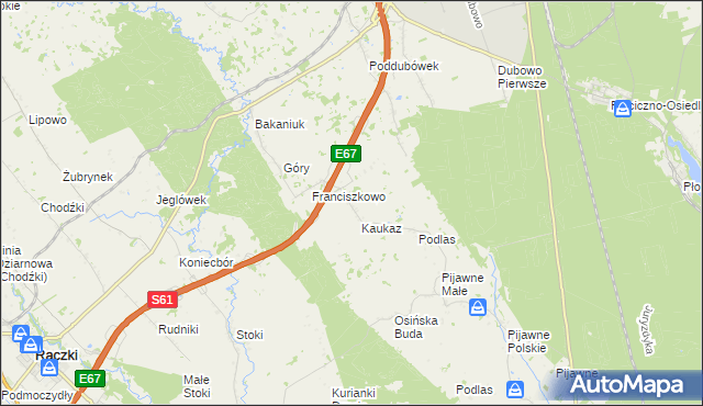 mapa Józefowo gmina Raczki, Józefowo gmina Raczki na mapie Targeo