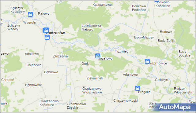 mapa Józefowo gmina Radzanów, Józefowo gmina Radzanów na mapie Targeo