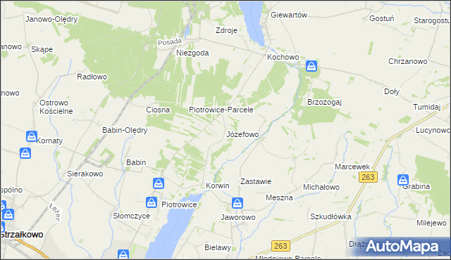 mapa Józefowo gmina Słupca, Józefowo gmina Słupca na mapie Targeo