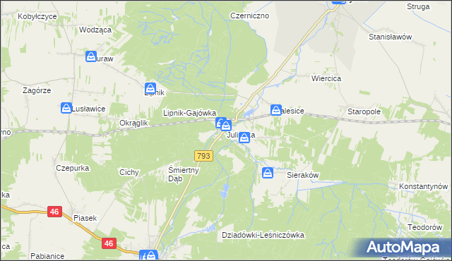 mapa Julianka gmina Przyrów, Julianka gmina Przyrów na mapie Targeo