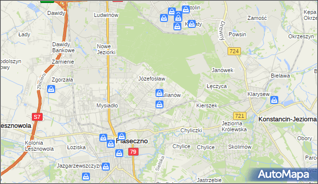 mapa Julianów gmina Piaseczno, Julianów gmina Piaseczno na mapie Targeo