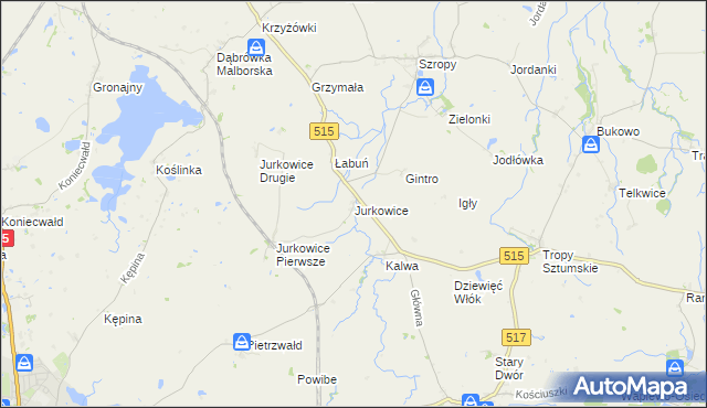 mapa Jurkowice gmina Stary Targ, Jurkowice gmina Stary Targ na mapie Targeo