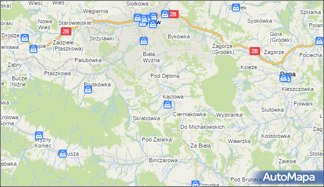 mapa Kąclowa, Kąclowa na mapie Targeo