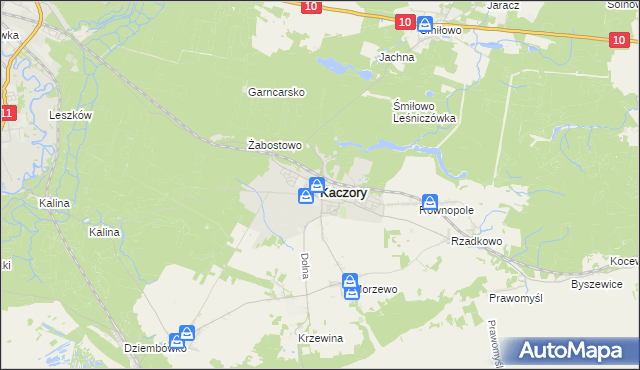 mapa Kaczory powiat pilski, Kaczory powiat pilski na mapie Targeo