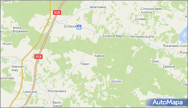 mapa Kadłub gmina Siemiatycze, Kadłub gmina Siemiatycze na mapie Targeo