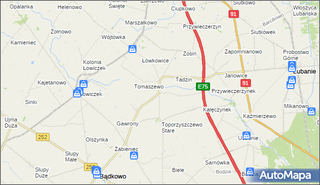 mapa Kalinowiec gmina Bądkowo, Kalinowiec gmina Bądkowo na mapie Targeo