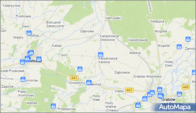 mapa Kaliszkowice Kaliskie, Kaliszkowice Kaliskie na mapie Targeo