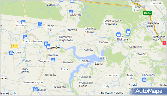 mapa Kałków gmina Pawłów, Kałków gmina Pawłów na mapie Targeo