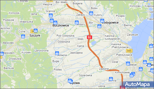 mapa Kalna, Kalna na mapie Targeo