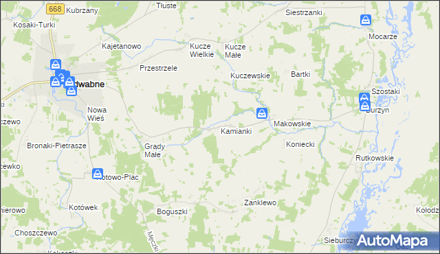 mapa Kamianki gmina Jedwabne, Kamianki gmina Jedwabne na mapie Targeo