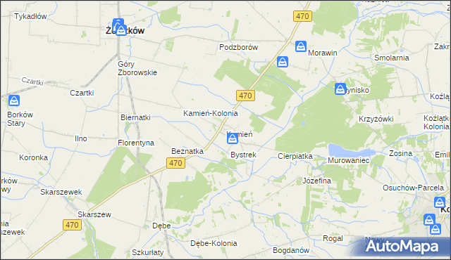 mapa Kamień gmina Ceków-Kolonia, Kamień gmina Ceków-Kolonia na mapie Targeo