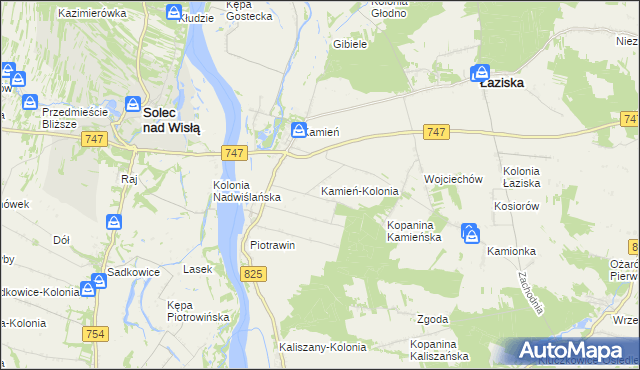 mapa Kamień-Kolonia gmina Łaziska, Kamień-Kolonia gmina Łaziska na mapie Targeo