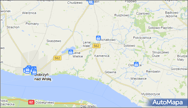 mapa Kamienica gmina Dobrzyń nad Wisłą, Kamienica gmina Dobrzyń nad Wisłą na mapie Targeo