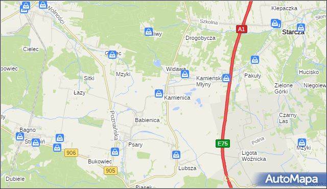 mapa Kamienica gmina Woźniki, Kamienica gmina Woźniki na mapie Targeo