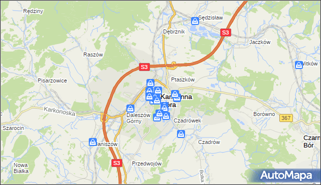 mapa Kamienna Góra, Kamienna Góra na mapie Targeo