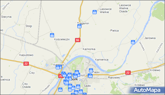 mapa Kamionka gmina Malbork, Kamionka gmina Malbork na mapie Targeo