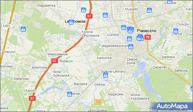 mapa Kamionka gmina Piaseczno, Kamionka gmina Piaseczno na mapie Targeo