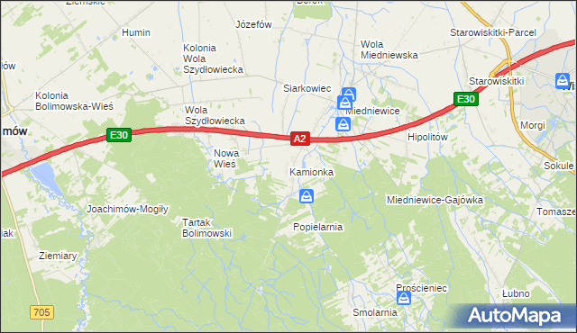 mapa Kamionka gmina Wiskitki, Kamionka gmina Wiskitki na mapie Targeo