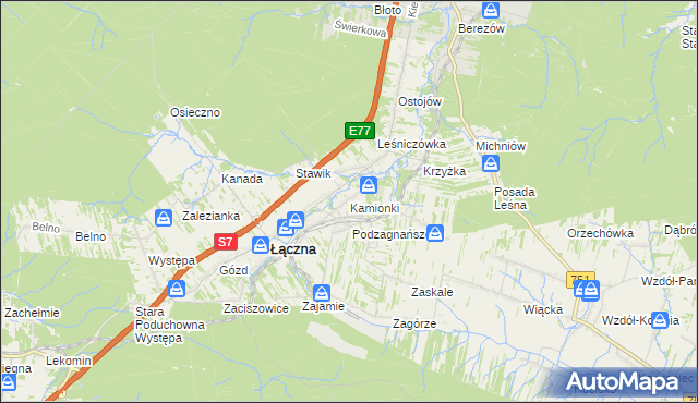 mapa Kamionki gmina Łączna, Kamionki gmina Łączna na mapie Targeo