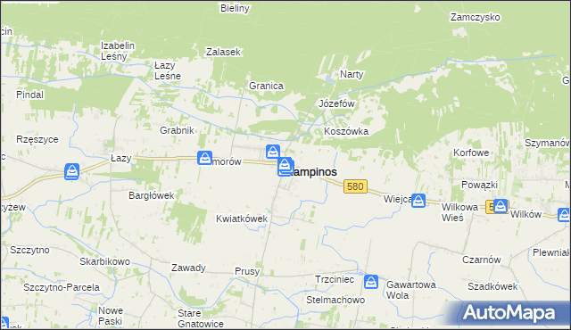 mapa Kampinos, Kampinos na mapie Targeo