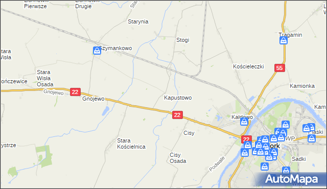 mapa Kapustowo gmina Malbork, Kapustowo gmina Malbork na mapie Targeo