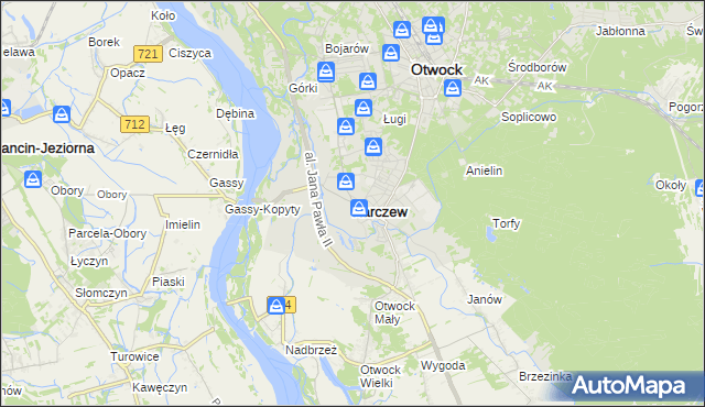 mapa Karczew powiat otwocki, Karczew powiat otwocki na mapie Targeo