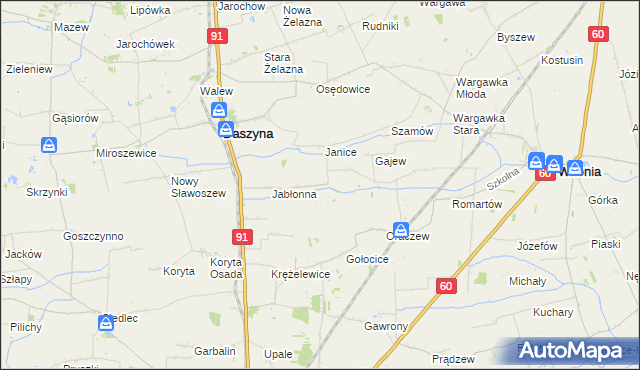 mapa Karkoszki gmina Daszyna, Karkoszki gmina Daszyna na mapie Targeo