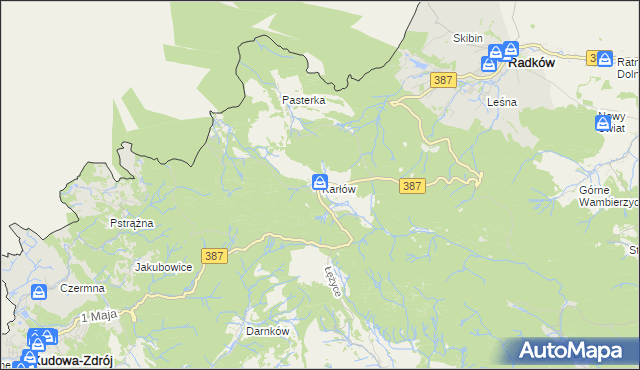 mapa Karłów gmina Radków, Karłów gmina Radków na mapie Targeo