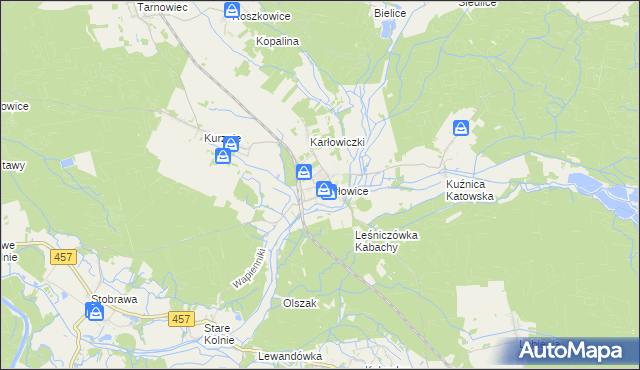 mapa Karłowice gmina Popielów, Karłowice gmina Popielów na mapie Targeo