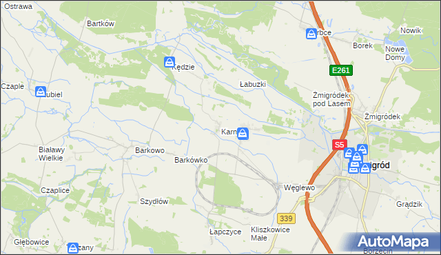 mapa Karnice gmina Żmigród, Karnice gmina Żmigród na mapie Targeo