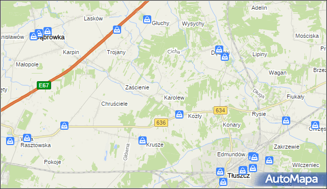 mapa Karolew gmina Dąbrówka, Karolew gmina Dąbrówka na mapie Targeo