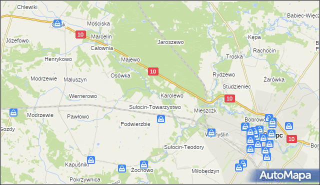 mapa Karolewo gmina Sierpc, Karolewo gmina Sierpc na mapie Targeo