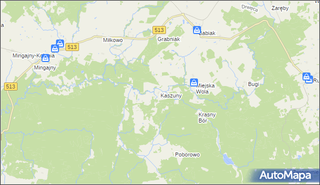 mapa Kaszuny, Kaszuny na mapie Targeo