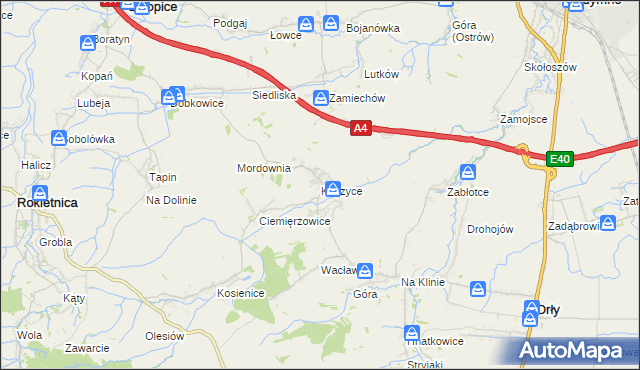 mapa Kaszyce, Kaszyce na mapie Targeo