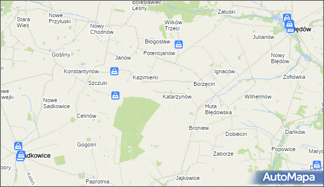 mapa Katarzynów gmina Błędów, Katarzynów gmina Błędów na mapie Targeo