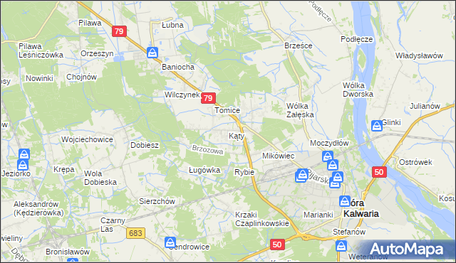 mapa Kąty gmina Góra Kalwaria, Kąty gmina Góra Kalwaria na mapie Targeo