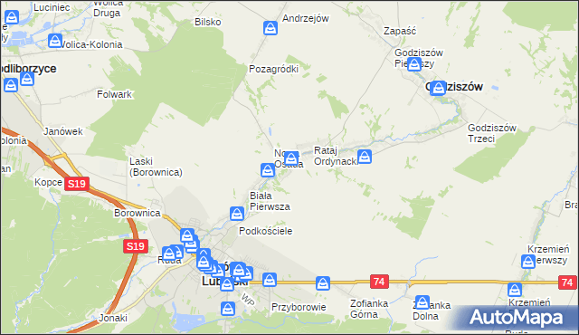 mapa Kawęczyn gmina Godziszów, Kawęczyn gmina Godziszów na mapie Targeo
