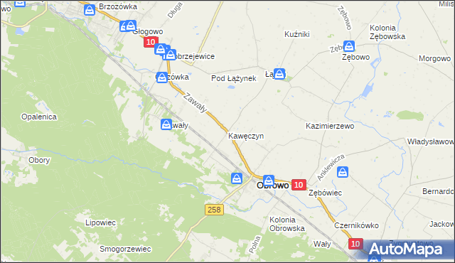 mapa Kawęczyn gmina Obrowo, Kawęczyn gmina Obrowo na mapie Targeo