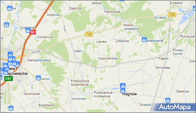 mapa Kazimierzów gmina Regnów, Kazimierzów gmina Regnów na mapie Targeo