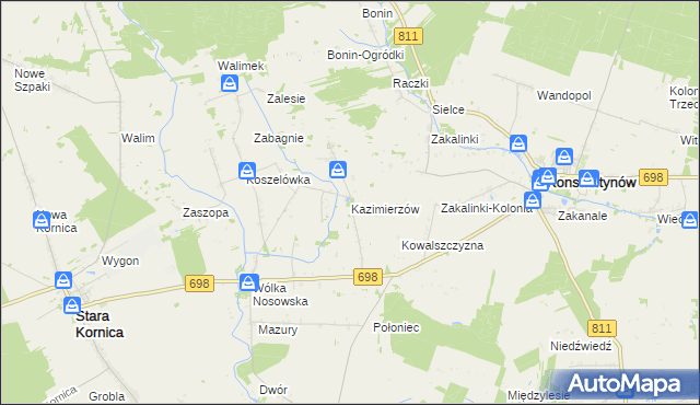 mapa Kazimierzów gmina Stara Kornica, Kazimierzów gmina Stara Kornica na mapie Targeo