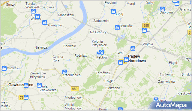 mapa Kębłów gmina Padew Narodowa, Kębłów gmina Padew Narodowa na mapie Targeo