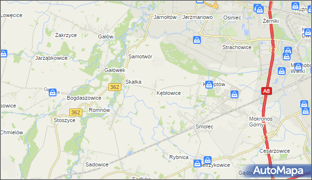 mapa Kębłowice gmina Kąty Wrocławskie, Kębłowice gmina Kąty Wrocławskie na mapie Targeo