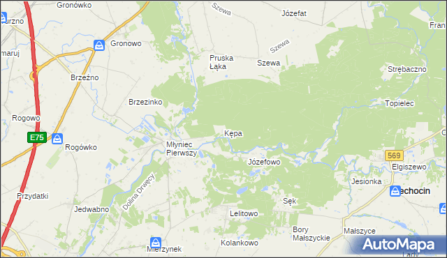 mapa Kępa gmina Ciechocin, Kępa gmina Ciechocin na mapie Targeo