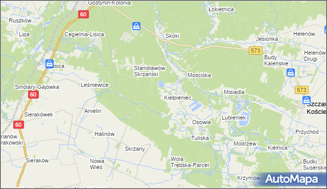 mapa Kiełpieniec, Kiełpieniec na mapie Targeo