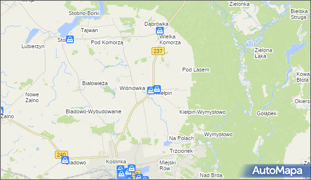 mapa Kiełpin gmina Tuchola, Kiełpin gmina Tuchola na mapie Targeo