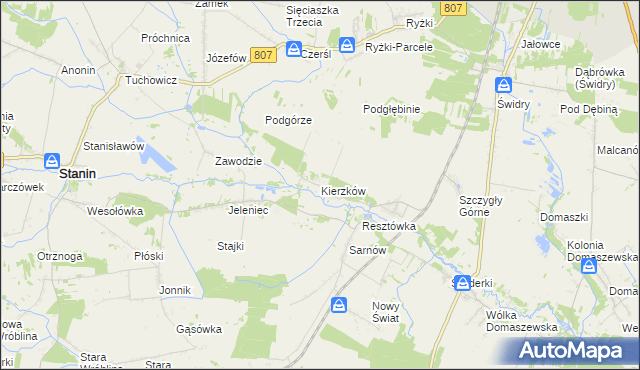 mapa Kierzków gmina Stanin, Kierzków gmina Stanin na mapie Targeo